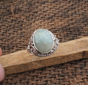 Bague en Amazonite Naturelle, Argent Sterling 925, Faite à la Main, Coupe Coussin, Pierre de l'Espoir, Style Bohème, Cadeau Unique pour Elle - Product Image 3
