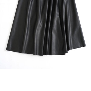 Salva Leather Women's High Waist PU Leather <b>Pencil</b> <b>Skirt</b> Solid Color Side <b>Slit</b> Mid-Calf Breathable Elegant Design Autumn - Product Image 6