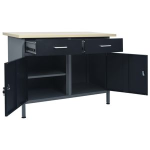 Banc de travail en acier noir 47,2"x23,6"x33,5" avec armoires à outils - Product Image 5