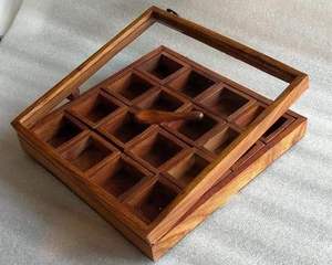 Handcrafted Wooden Masala Box <b>Spice</b> <b>Storage</b> Wooden <b>Spice</b> Box Masala Dabba With Glass from India Handmade Collection - Product Image 6