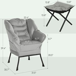 Sillón Reclinable Tapizado en Tela Gris Claro con Reposapiés y Bolsillos Laterales para Sala de Estar o Dormitorio - Product Image 3