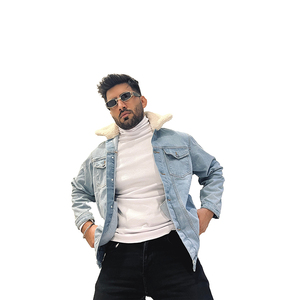 <b>Men's</b> Classic Denim <b>Jacket</b> Regular Fit Turn-down Collar Single Breasted Washed Solid Color Autumn Casual Style Faux <b>Fur</b> Lining - Product Image 1
