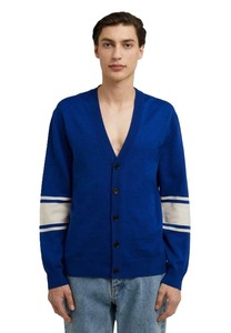 Cardigan bleu pour homme, col en V, haute qualité, manches longues, couleur unie, idéal pour les écoles et les universités, avec logos personnalisés - Product Image 2