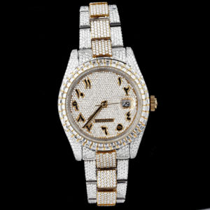 Reloj Mecánico Deportivo de Lujo de Edición Limitada con Esfera Árabe en Oro Amarillo de Dos Tonos y Diamantes Moissanite D VVS - Product Image 1