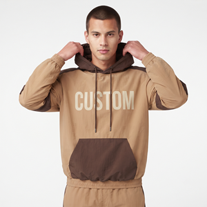 Sweat-shirt à capuche oversize pour homme, 100% nylon, bicolore, épaules tombantes, style streetwear décontracté - Product Image 3