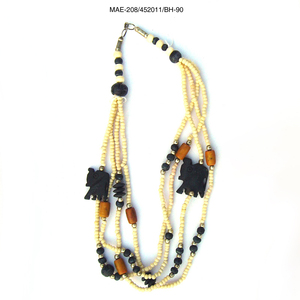 Collar Étnico de Cuentas de Hueso con Dijes en Forma de Corazón, Cuentas de Hueso de Colores, Joyería de Moda Unisex de Múltiples Hilos para Fiesta Hindú - Product Image 1