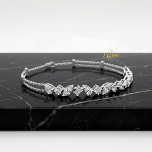 Bracelet Chaîne Classique Contemporain en Argent avec Diamants de Laboratoire pour Femme – Cadeau d'Anniversaire, Élégant, Luxe, Bijoux Fins pour Fête - Product Image 1
