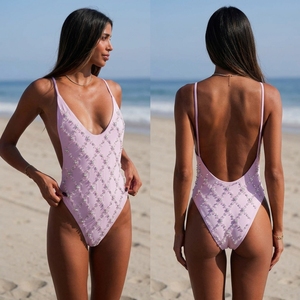 Customized Front Logo Women's One-piece Swim Suit Stylish <b>V</b>-neck Rainbow Pattern Breathable Spandex/Polyester High Quality 2026 - Product Image 5