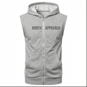 Sweat à capuche sans manches North Approach pour homme, avec fermeture éclair et poche avant, décontracté, gris, coupe classique, pour l'automne - Product Image 1