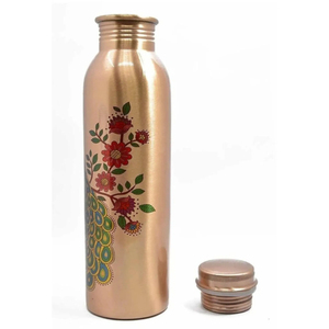 New Design Copper Water Bottle With Lid and Customized Hand Painted Texture Water Copper Bottle Polished for Sale In Low Price - Product Image 1