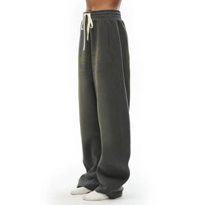 Pantalones de chándal cargo de felpa francesa de lujo de diseñador para hombre, de corte oversize, con diseño de pierna retorcida, con logotipo personalizado, efecto lavado, estilo universitario - Product Image 2