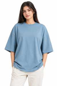 เสื้อยืดโอเวอร์ไซส์ผู้หญิงสีเหลืองมัสตาร์ด ผ้าฝ้ายถัก 100% ทรงบ็อกซี่ แขนสั้น คอกลม ปักโลโก้ สไตล์ลำลองสำหรับฤดูร้อน เหมาะสำหรับใส่เดินเล่น - Product Image 5