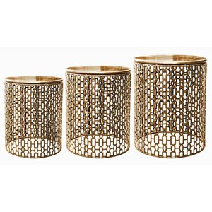 Luxury Minimalist Round Metal <b>Nesting</b> Coffee <b>Table</b> Set with Gold Frame for Modern Interior Decoration - Product Image 5