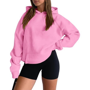 Sweat à capuche oversize en molleton pour femme avec motif brodé, manches longues et poche zippée, écologique - Product Image 1