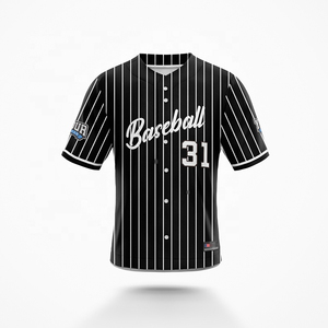 Custom Pinstripe Heat-Transfer Printed <b>Baseball</b> Jersey Blank Number Quick Dry Polyester Sportswear Short Sleeve Uniform for - Product Image 2