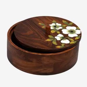 Boîte à chapati en bois de grande taille, conteneur de rangement pour roti en bois massif avec couvercle - Product Image 5