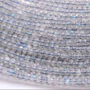 ลูกปัดลาบราดอไรต์สีเทาอ่อนธรรมชาติทรงกลมเจียระไนสำหรับทำเครื่องประดับ สร้อยข้อมือ สร้อยคอ DIY - Product Image 1