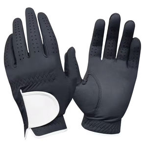 Guantes de golf en oferta para jóvenes, transpirables, de microfibra suave, color negro, guantes de golf de cuero Cabretta con dedos completos. - Product Image 1