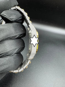 Montre unisexe en acier inoxydable analogique, entièrement sertie de moissanite, style Hip Hop, sport, affaires, mouvement mécanique antique - Product Image 5