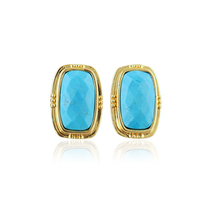 18k Gold Plated Rectangle Gemstone <b>Stud</b> <b>Earring's</b> Elegant Statement Women's Fashion Wholesale Luxury Trendy Accessories Jewelry - Product Image 3