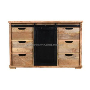 Planche latérale en bois moderne 2025 faite à la main avec 1 porte coulissante en fer et 6 tiroirs en bois Meubles de rangement pour meubles de qualité supérieure 2025 - Product Image 1