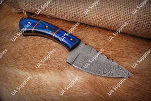 Cuchillo Profesional Multifuncional de Acero de Damasco con Patrón Trenzado, Hoja Fija de Espiga Completa para Caza, Supervivencia y Camping - Product Image 2