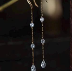 Pendientes de Diamantes Flotantes Cultivados en Laboratorio, Oro Sólido de 14K, Juego de 6 Piezas, Colección Dancing Diamond para Mujer - Product Image 1