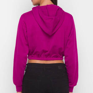 Sudadera con Capucha para Mujer, Personalizable, Color Sólido, Corte Recortado, Ecológica, Informal, de Invierno, Manga Larga, con Cordón Ajustable - Product Image 3