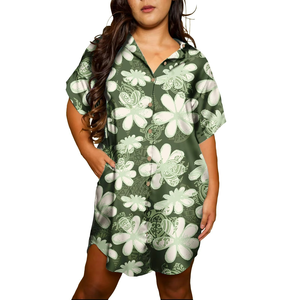 Camisa Hawaiana para Mujer, Estampado Floral, Manga Corta, Abotonada, Informal, Vestido de Verano para Vacaciones - Product Image 1