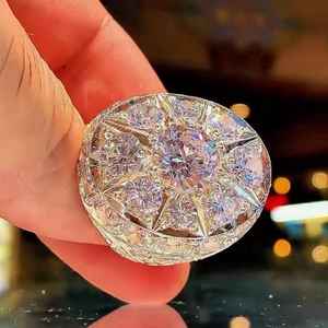 Moissanite Round Cut Diamond Bold <b>Ring</b> Handcrafted 925 Silver With Gold Plated Fine Hip Hop Jewelry Style Party Gift For <b>Friends</b> - Product Image 1