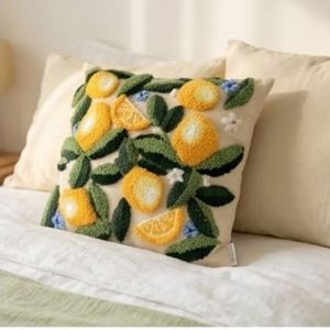 Funda de Cojín Cuadrada con Bordado de Plantas de Limón, Estilo Bohemio, Decoración del Hogar, Funda de Almohada, Mezcla de Algodón, Poliéster y Lino - Product Image 5