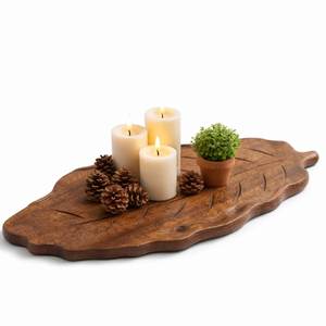 Juego de bandejas de servir de madera, forma ovalada, acabado lacado, diseño elegante para uso residencial, decoración para el hogar, última llegada. - Product Image 2