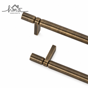 Poignée de meuble moderne en laiton avec barre cylindrique tressée beige et embouts noirs et dorés, tirette décorative pour tiroir - Product Image 4