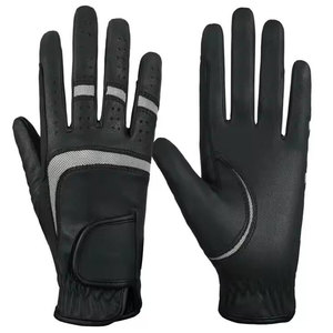 Gants de sport en cuir, à doigts entiers, respirants, longueur poignet, non doublés, design sportif noir pour activités de plein air - Product Image 1