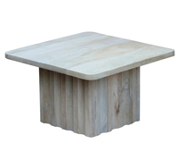 Table basse carrée moderne de luxe en bois de manguier massif, base festonnée, design pliable, personnalisable, facile à nettoyer, portable