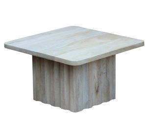 Mesa de Centro Moderna de Lujo, Fabricada en Madera de Mango Sólida, con Base Cuadrada Escalonada y Acabado Natural - Product Image 3