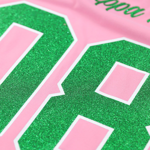 T-shirt AKA Glitter Dry Fit pour femme, rose, sororité grecque, évacuation de l'humidité, athlétique, décontracté, coupe élégante - Product Image 4