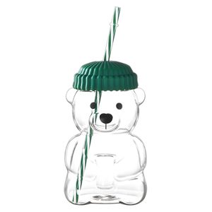 Bicchiere in Vetro Borosilicato Verde a Forma di Orsetto da 20 OZ, 1 Pezzo, Resistente al Calore per Succhi, Latte e Bevande Fredde - Product Image 1