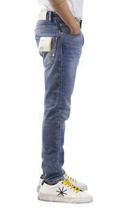 Jeans en denim sur mesure en gros pour hommes, 100% coton, bleu, coupe slim, délavé, style vintage, avec adoucissant, fabriqué en Chine - Product Image 3