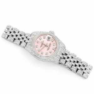 Luxury Fully Iced Out Moissanite Business <b>Watch</b> Pink Dial Automatic <b>Mechanical</b> ETA Movement Stainless Steel Wristwatch - Product Image 5