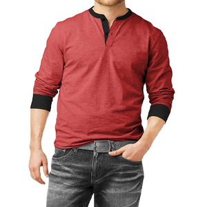 T-shirt personnalisé à manches longues pour homme, coupe classique, style rétro, en tissu épais, pour le sport et les loisirs - Product Image 2