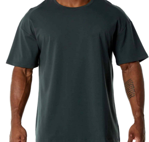 Short Sleeve <b>Men's</b> Formal O-Neck Loose Fit 100% Cotton 220g Knitted Fabric Front Logo Sports T-<b>shirt</b> Training Basketball - Product Image 2