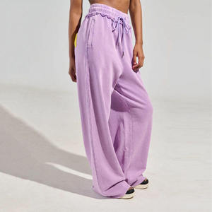 Pantalones de chándal de chenilla con logo al por mayor, de algodón, holgados, de color personalizado para mujer, estilo clásico, ajuste holgado, pantalón de streetwear ajustable - Product Image 5