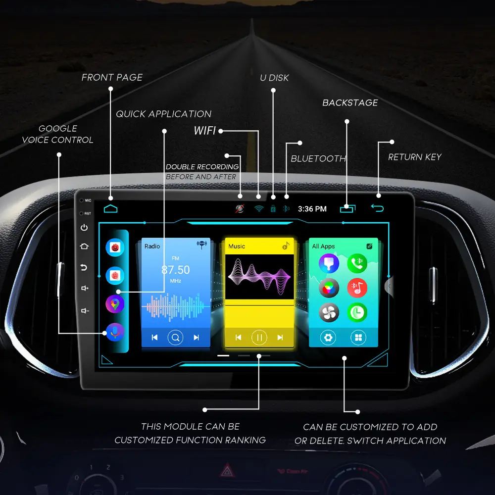 Özel 10-Inch LCD araç DVD oynatıcı oyuncu Bluetooth Android Apple CarPlay MP4 MP5 6 oyuncu sahip GPS Stereo amplifikatör