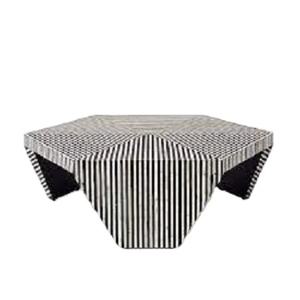 Mesa de centro de madera con diseño moderno de lujo personalizable con incrustaciones de hueso indio y nácar para sala de estar - Product Image 2