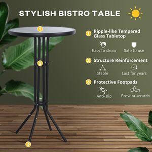 Bistro Bliss 3-Piece High Top <b>Patio</b> Set Waterproof <b>Round</b> <b>Table</b> and 2 Bar Stools in Black/Tan Elegant Garden Furniture - Product Image 5