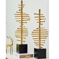 Escultura Abstracta Elevada de Latón y Aluminio, Arte Decorativo Metálico, Estatua Decorativa, Figura Metálica para Hotel, Decoración de Mesa para el Hogar