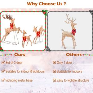 Decorazione Natalizia a 3 Pezzi con Renne Illuminate, Luci Festive per le Feste - Product Image 5