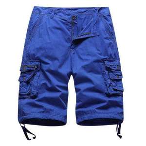 Shorts de travail cargo pour hommes en sergé de coton, décontractés, multi-poches, coupe ample, taille ajustable, pour activités de plein air, randonnée, camping, été - Product Image 1