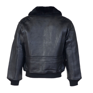 Veste de pilote bombardier pour homme en cuir véritable et toile, coupe-vent, respirante, haute qualité - Product Image 3